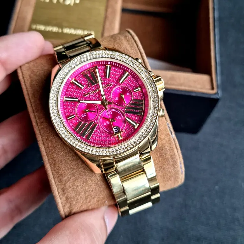 Michael Kors Wren Fuchsia Crystal Pave Gold-tone Ladies Watch- MK6290